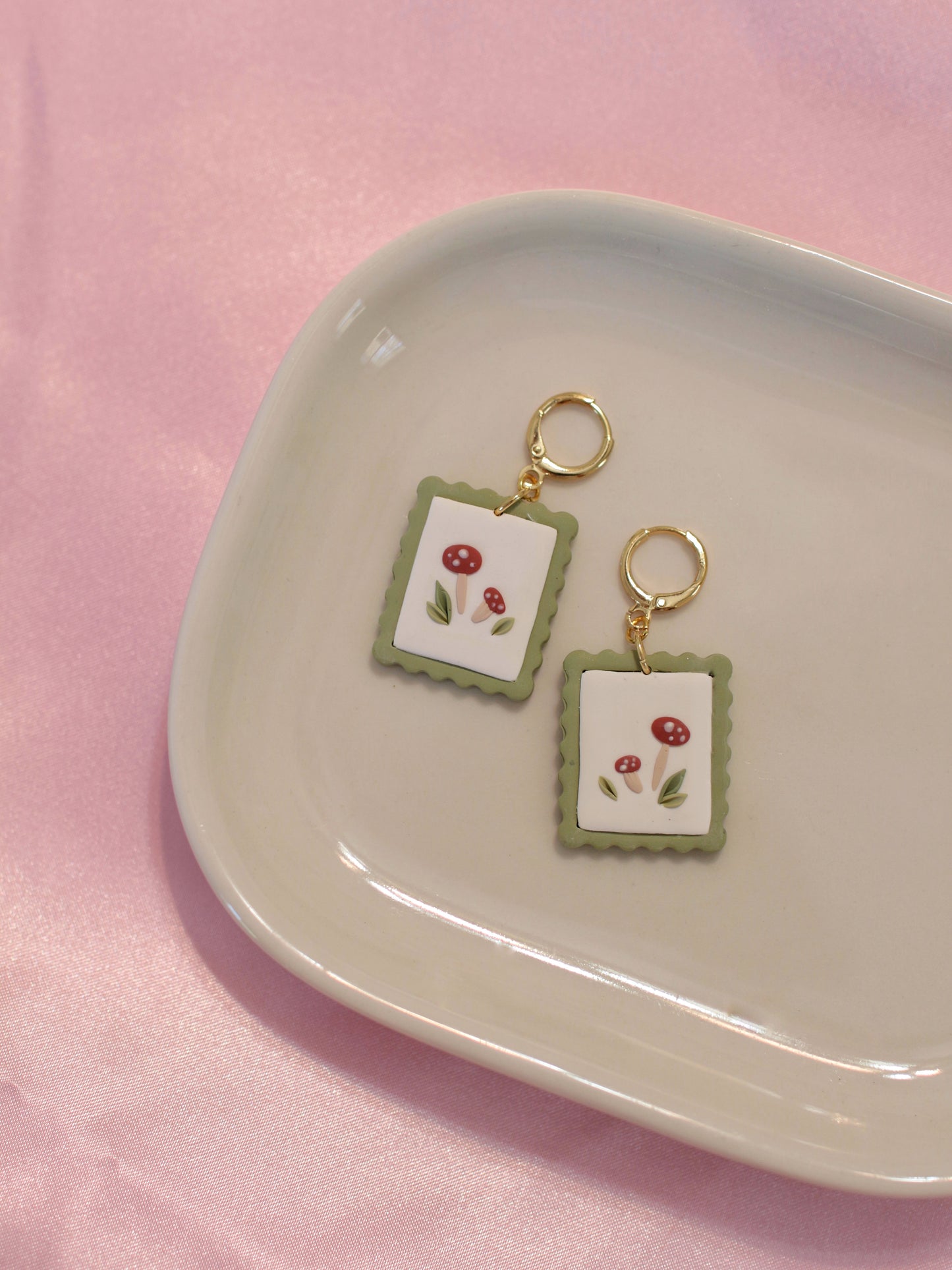 Toadstool Postage - Stamp Earrings