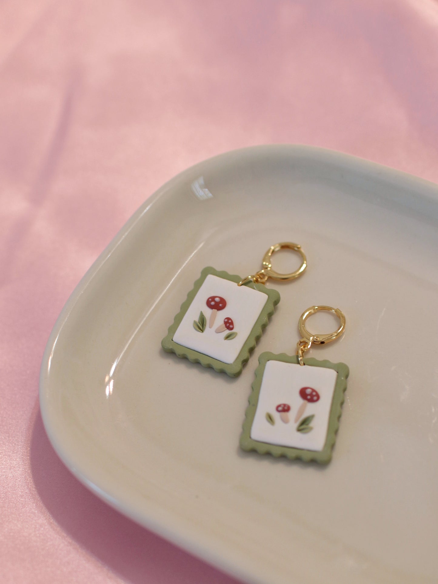 Toadstool Postage - Stamp Earrings
