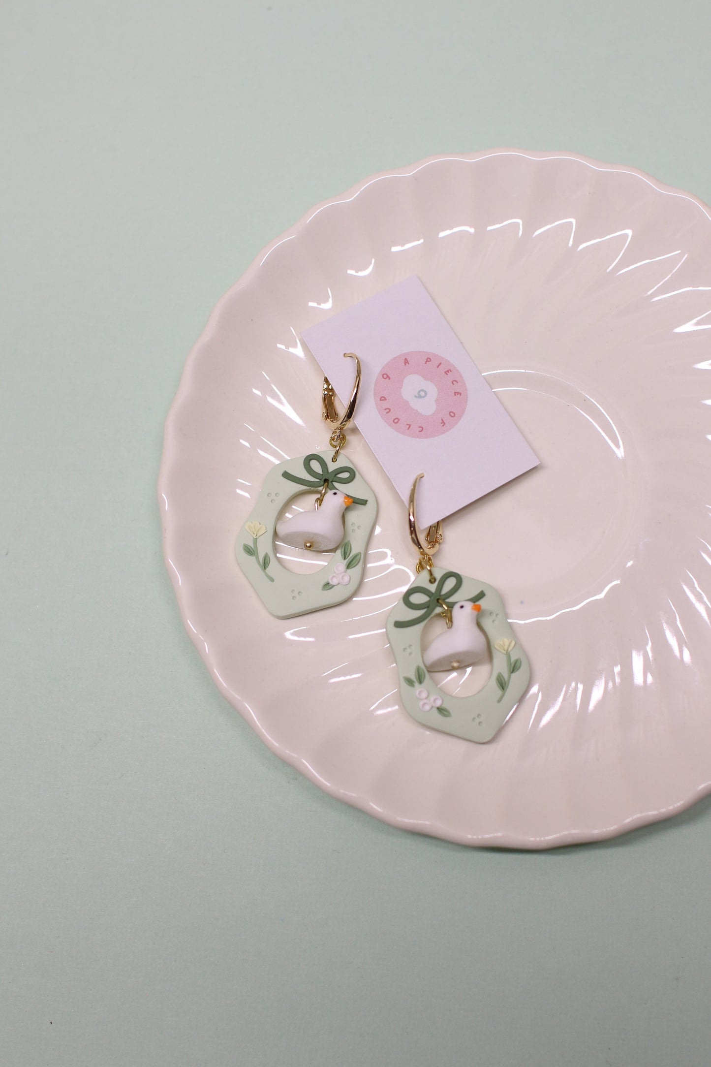 Coquette Daffy in Mint - Statement Duck Earrings