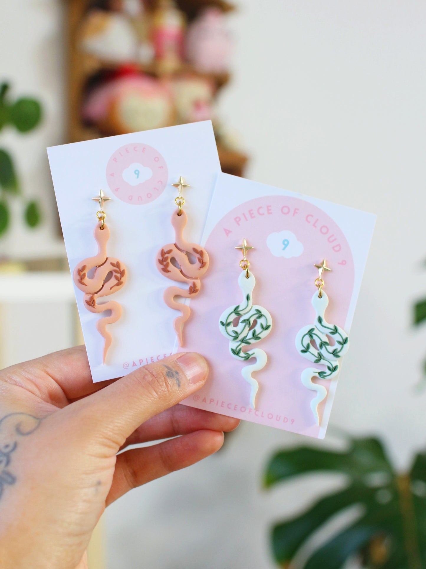 Snakes + Leaves - Statement Earrings