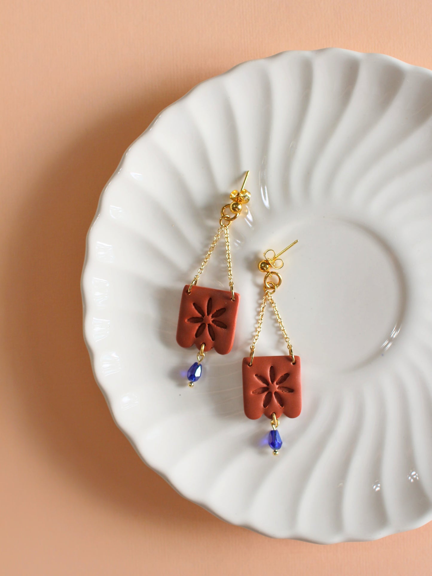 Kahlo - Terracotta Drop Earrings Casa Azul Inspired