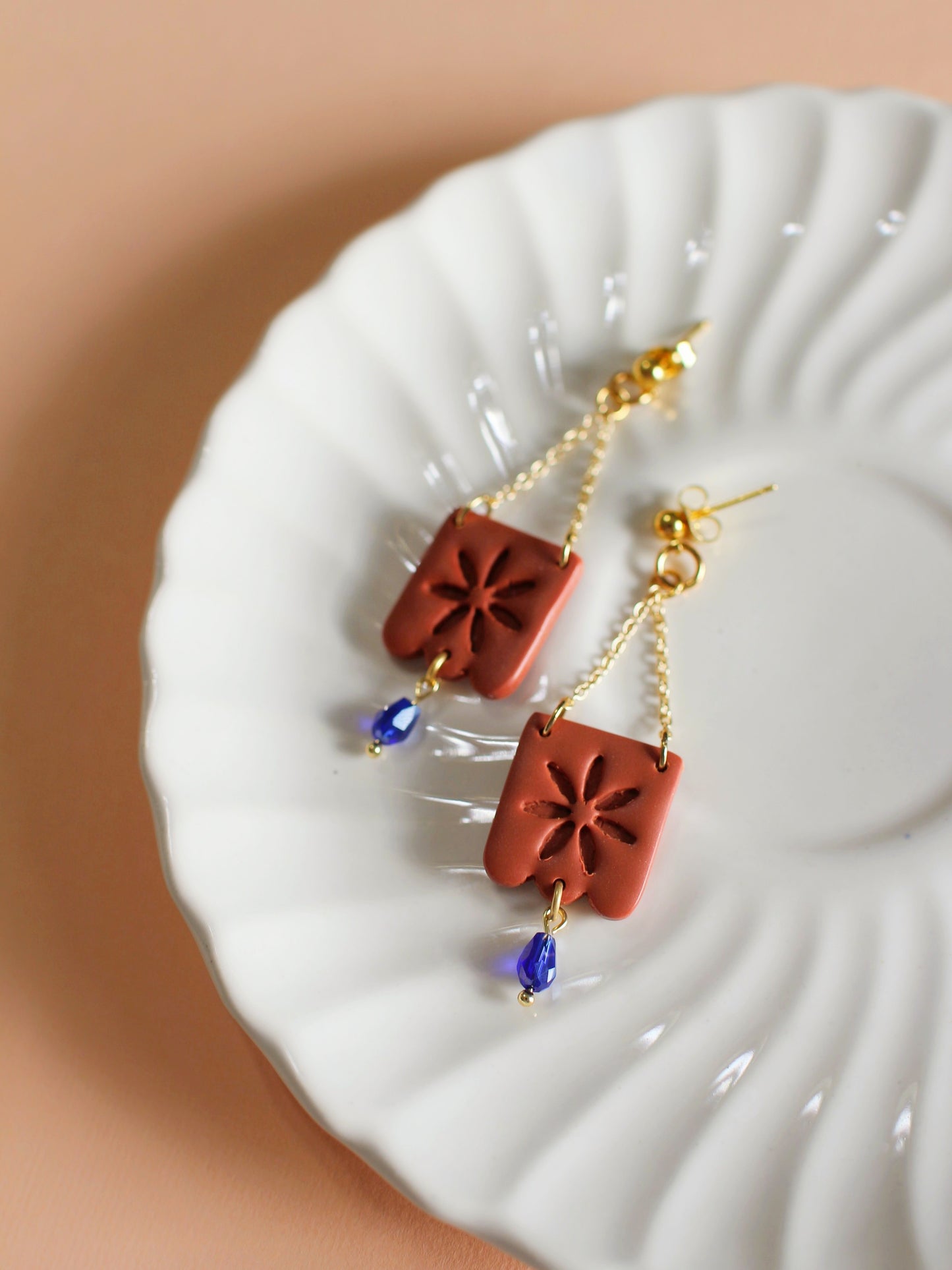 Kahlo - Terracotta Drop Earrings Casa Azul Inspired