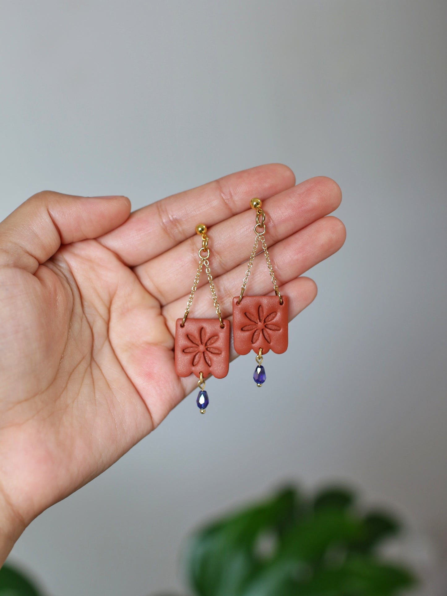 Kahlo - Terracotta Drop Earrings Casa Azul Inspired