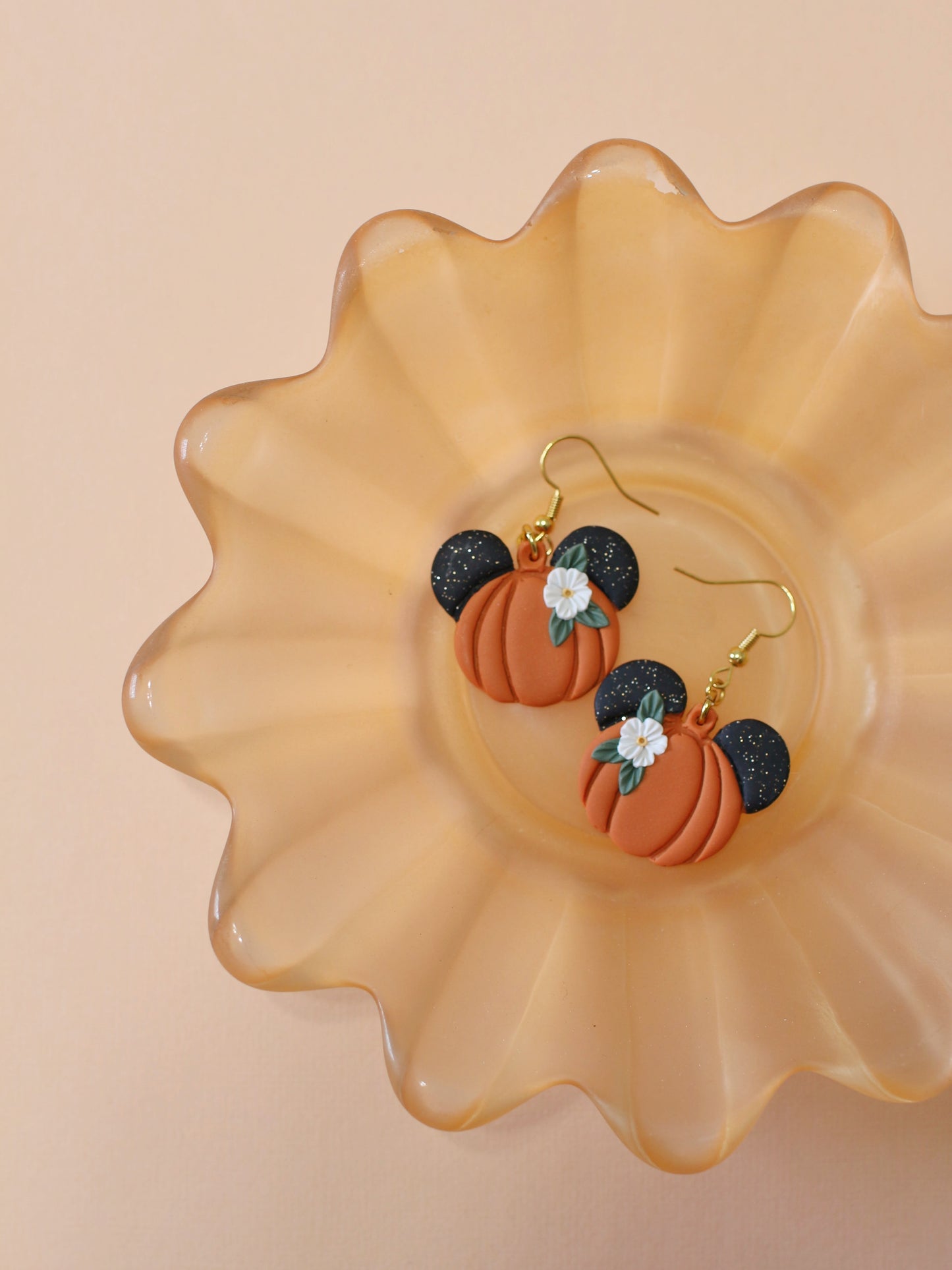Dark Ear Pumpkin Mouse Earrings
