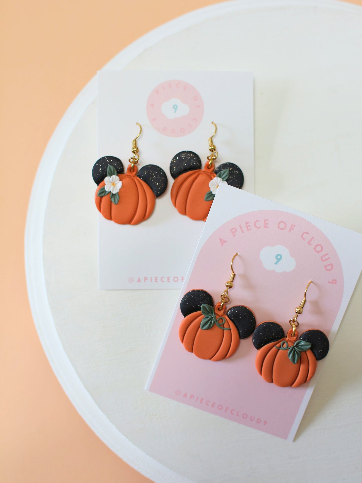 Dark Ear Pumpkin Mouse Earrings