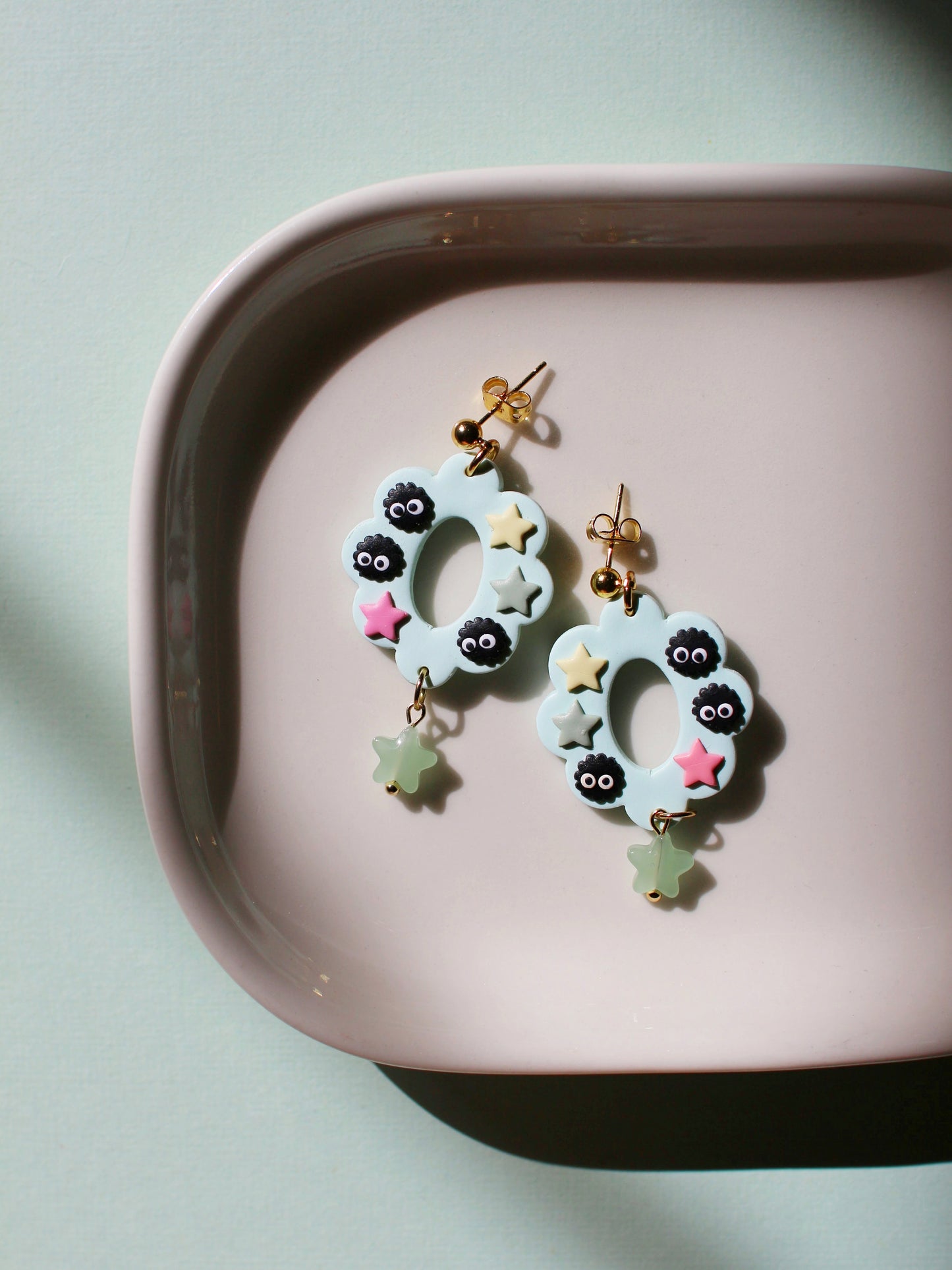 Pastel Sootsprite Rings - Studio Ghibli Inspired Earrings