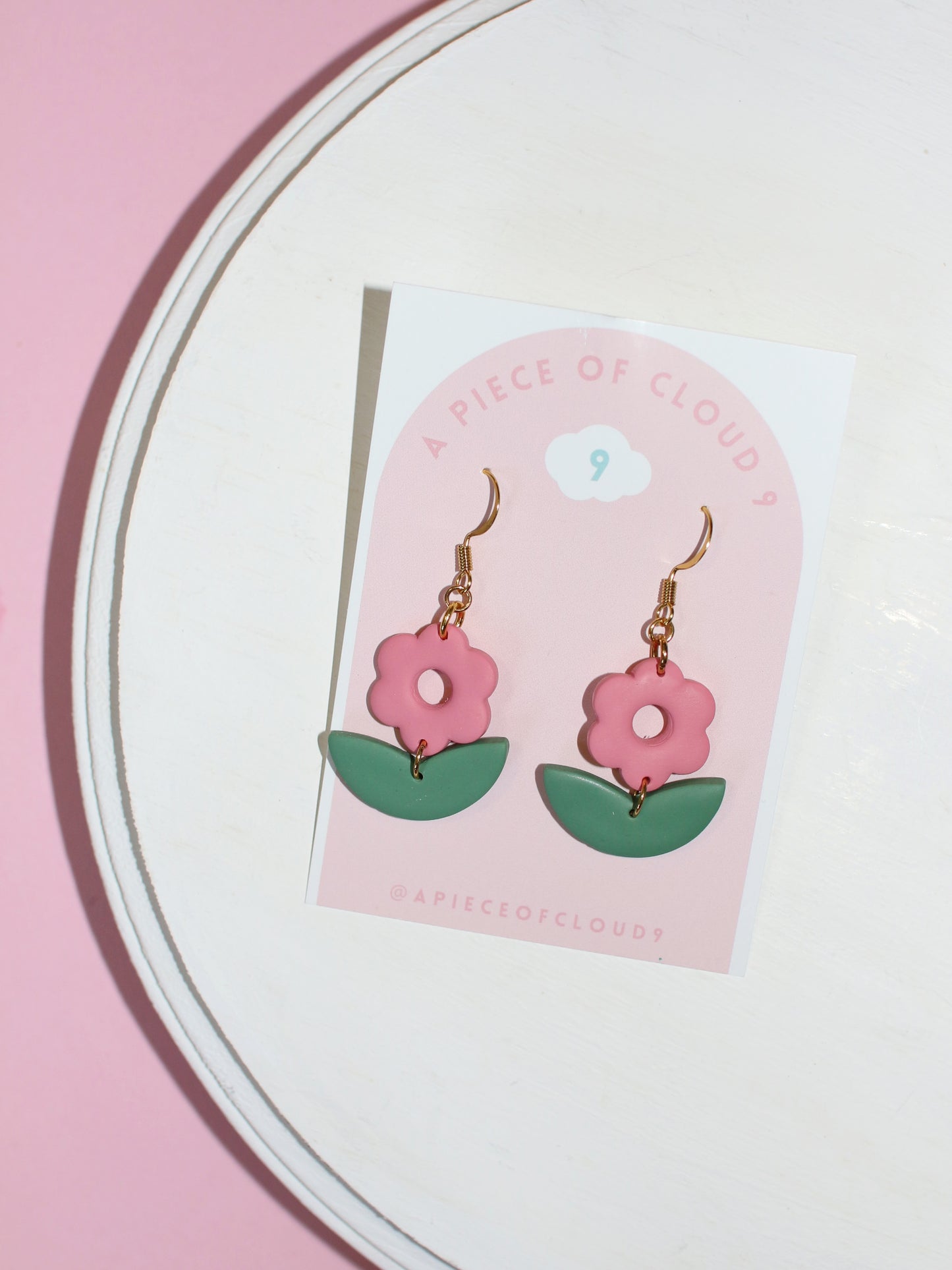 Flower and Leaf Dangle Earrings