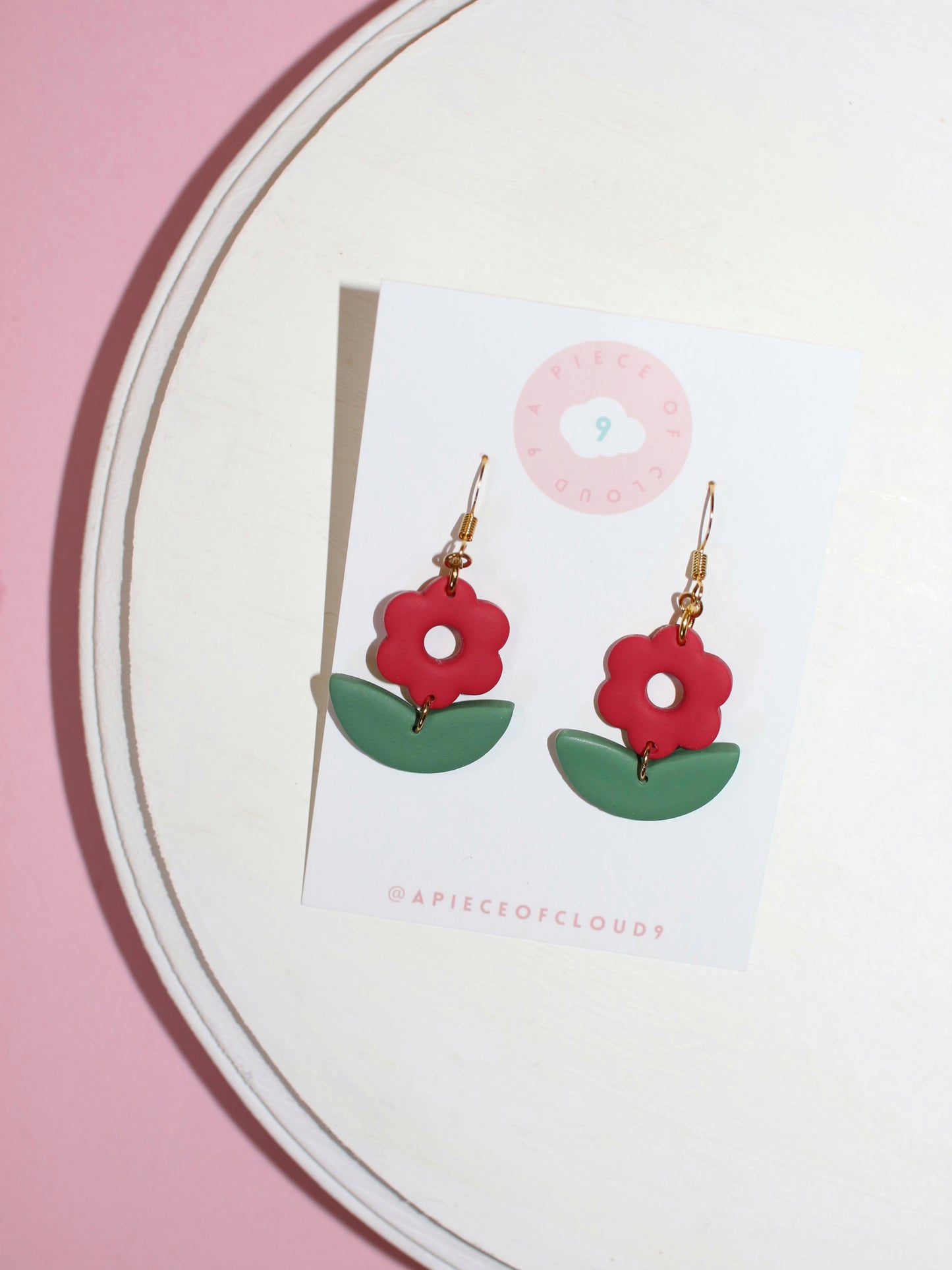 Flower and Leaf Dangle Earrings