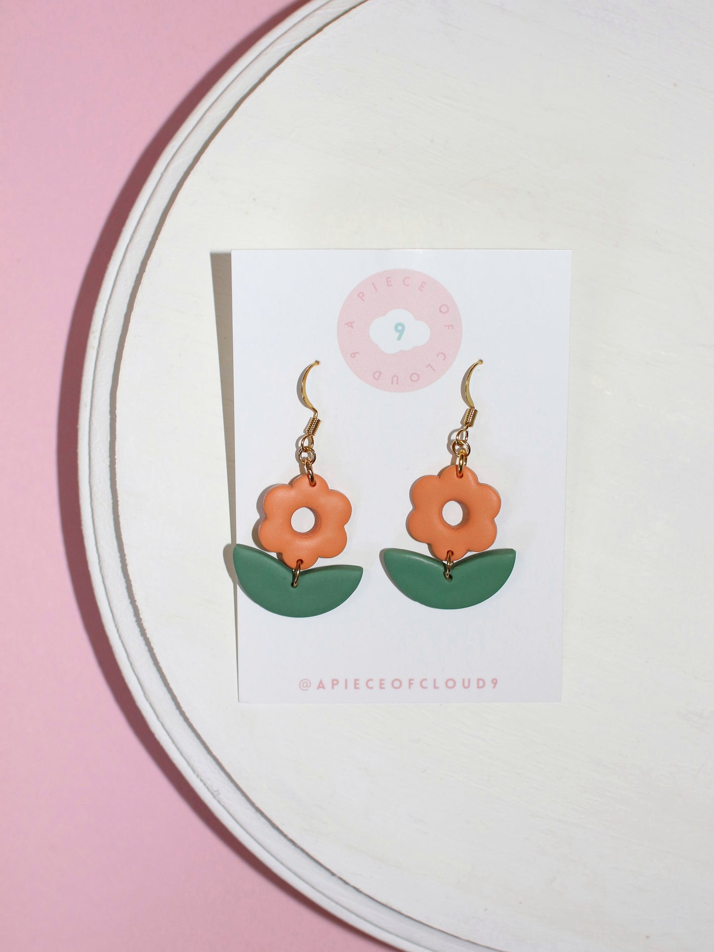 Flower and Leaf Dangle Earrings