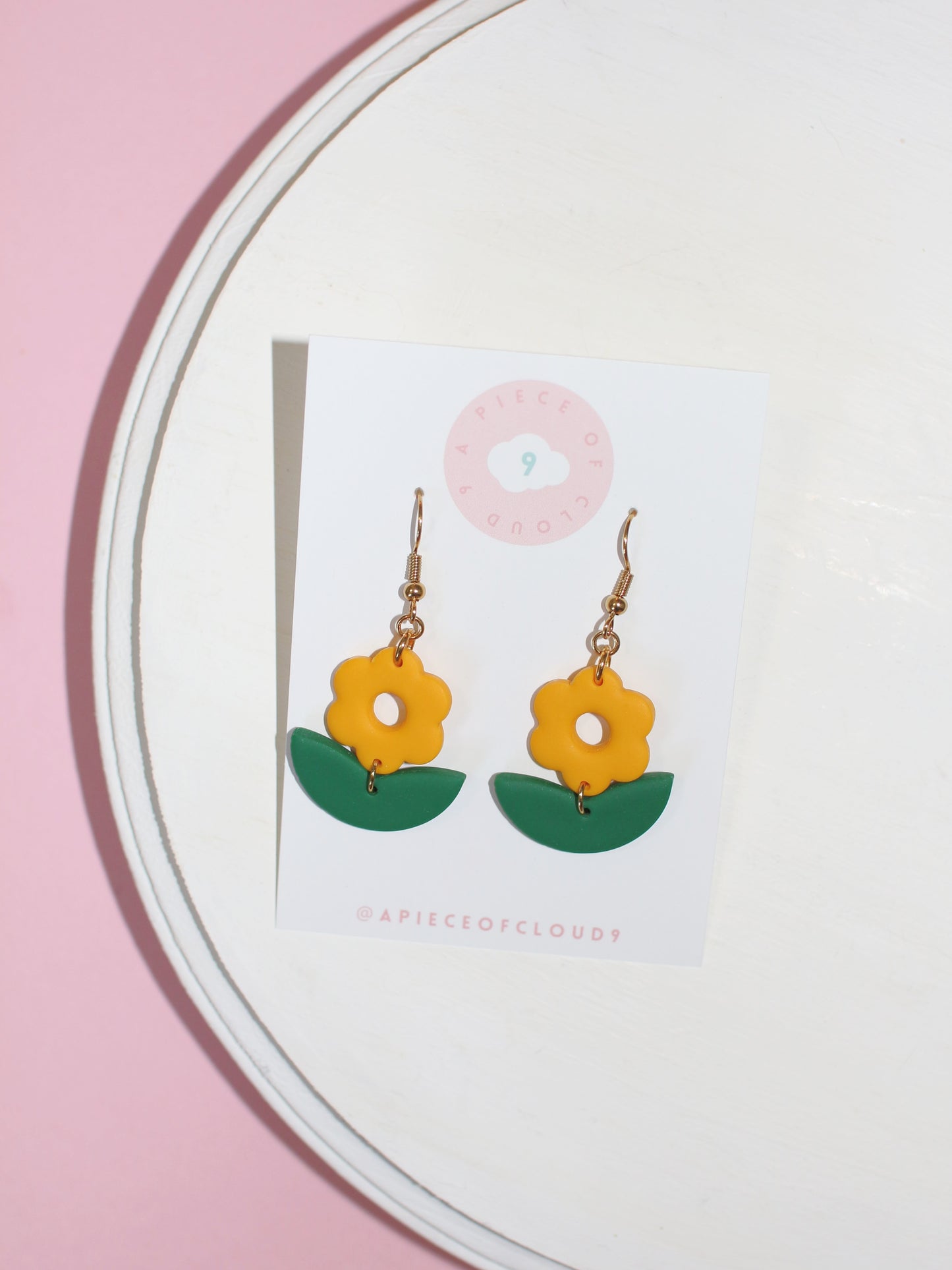 Flower and Leaf Dangle Earrings