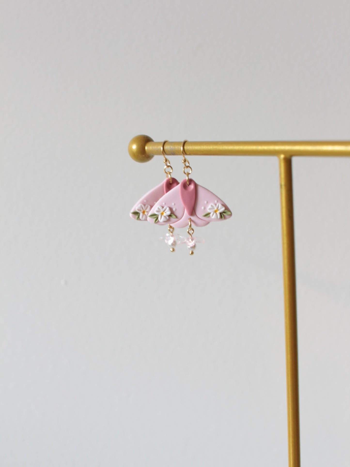 Pink Meadow Wings - Statement Moth Earrings
