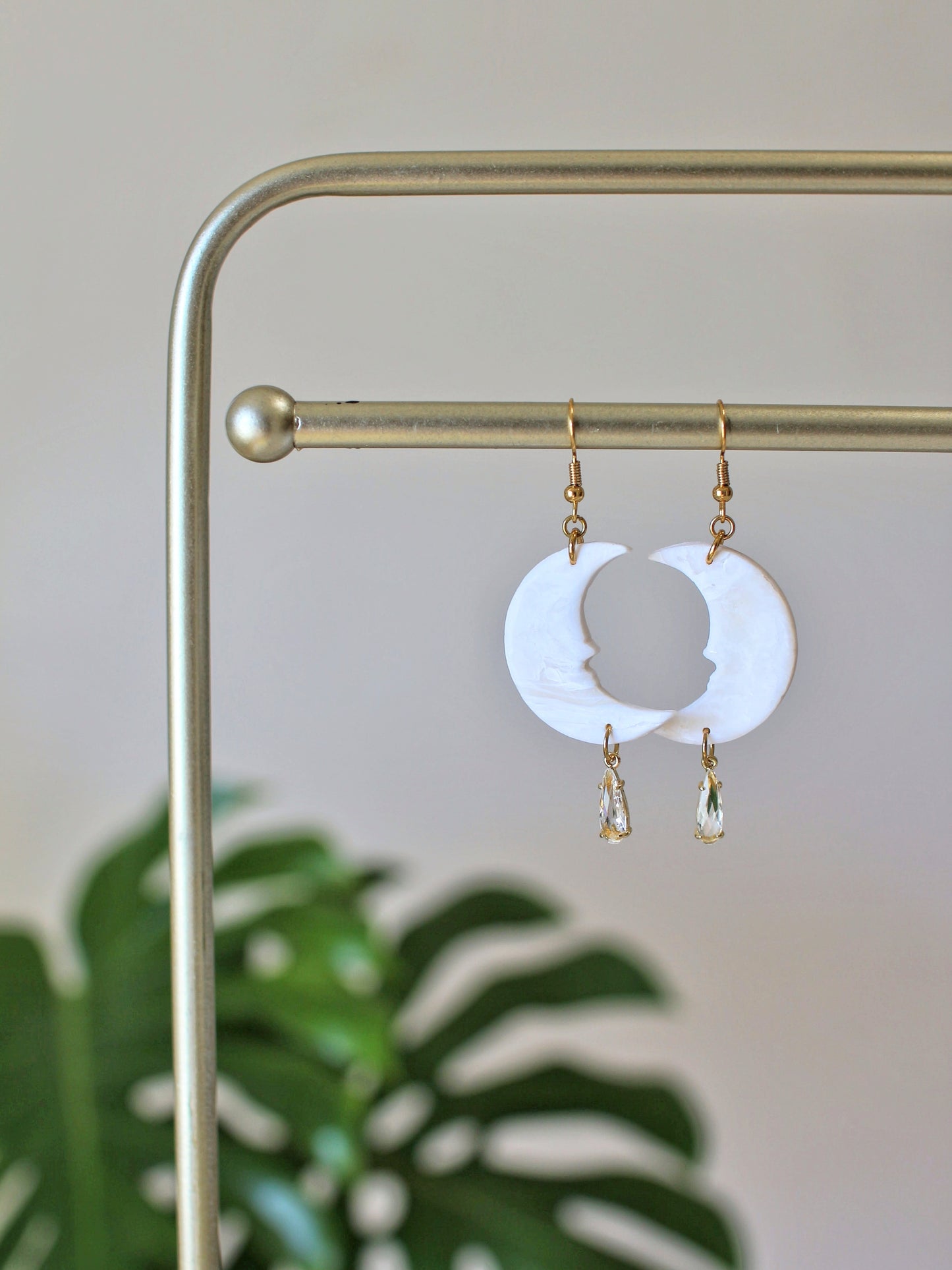 Marbled Moon Drop Earrings