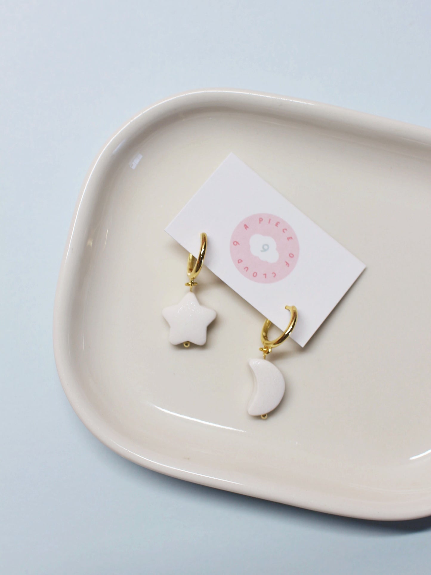 Dainty Mismatch Moon and Star Earrings