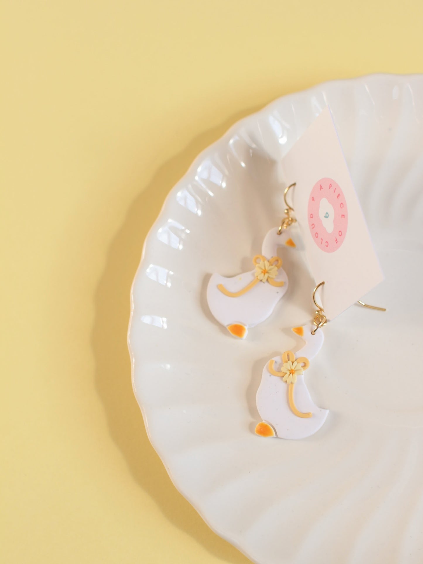 Spring Gosling in Butter Yellow - Geese Earrings