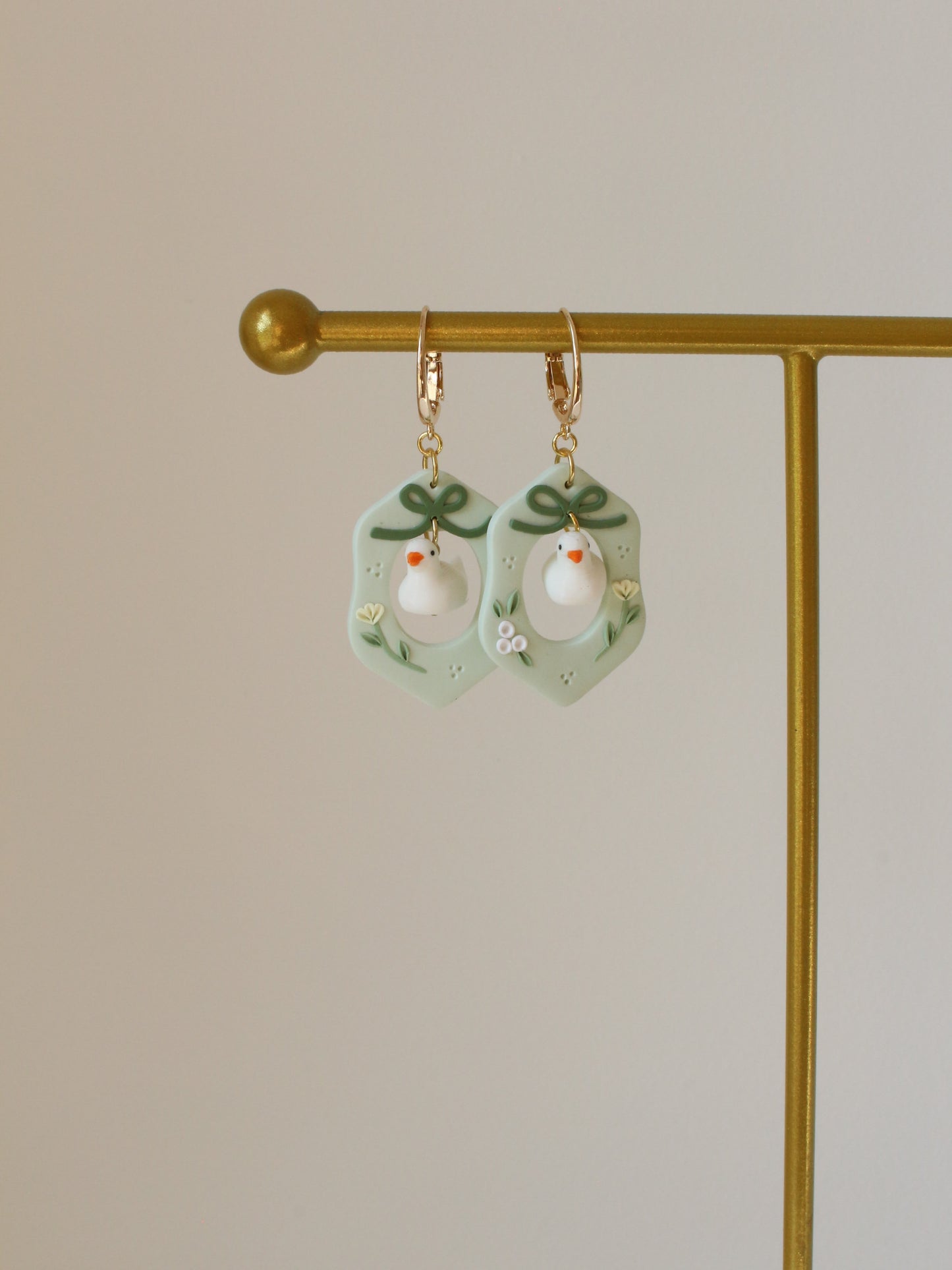Coquette Daffy in Mint - Statement Duck Earrings