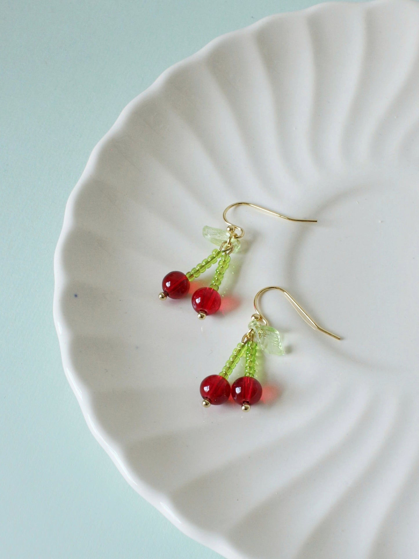 Dainty Cherries - Beaded Earrings