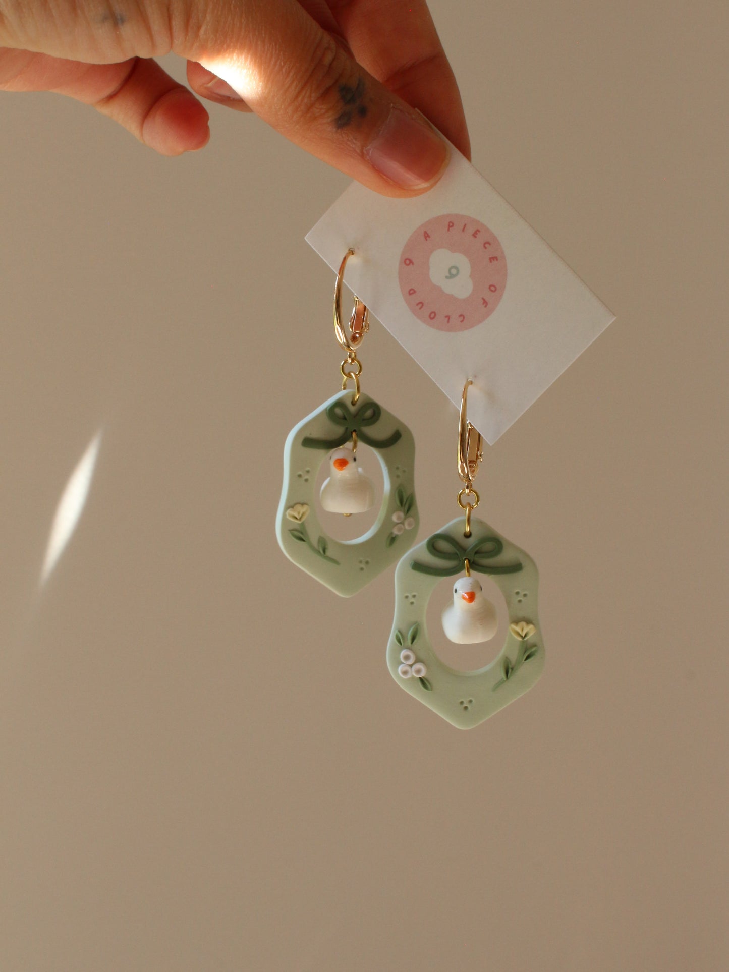 Coquette Daffy in Mint - Statement Duck Earrings