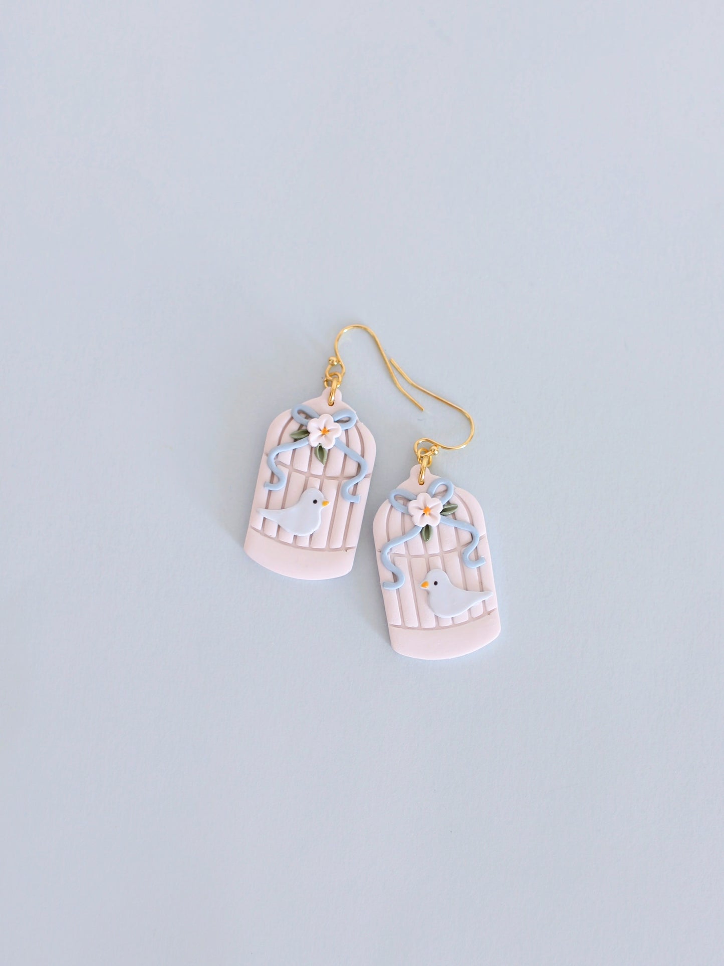 Petals & Perches (Blue) - Statement Bird Earrings