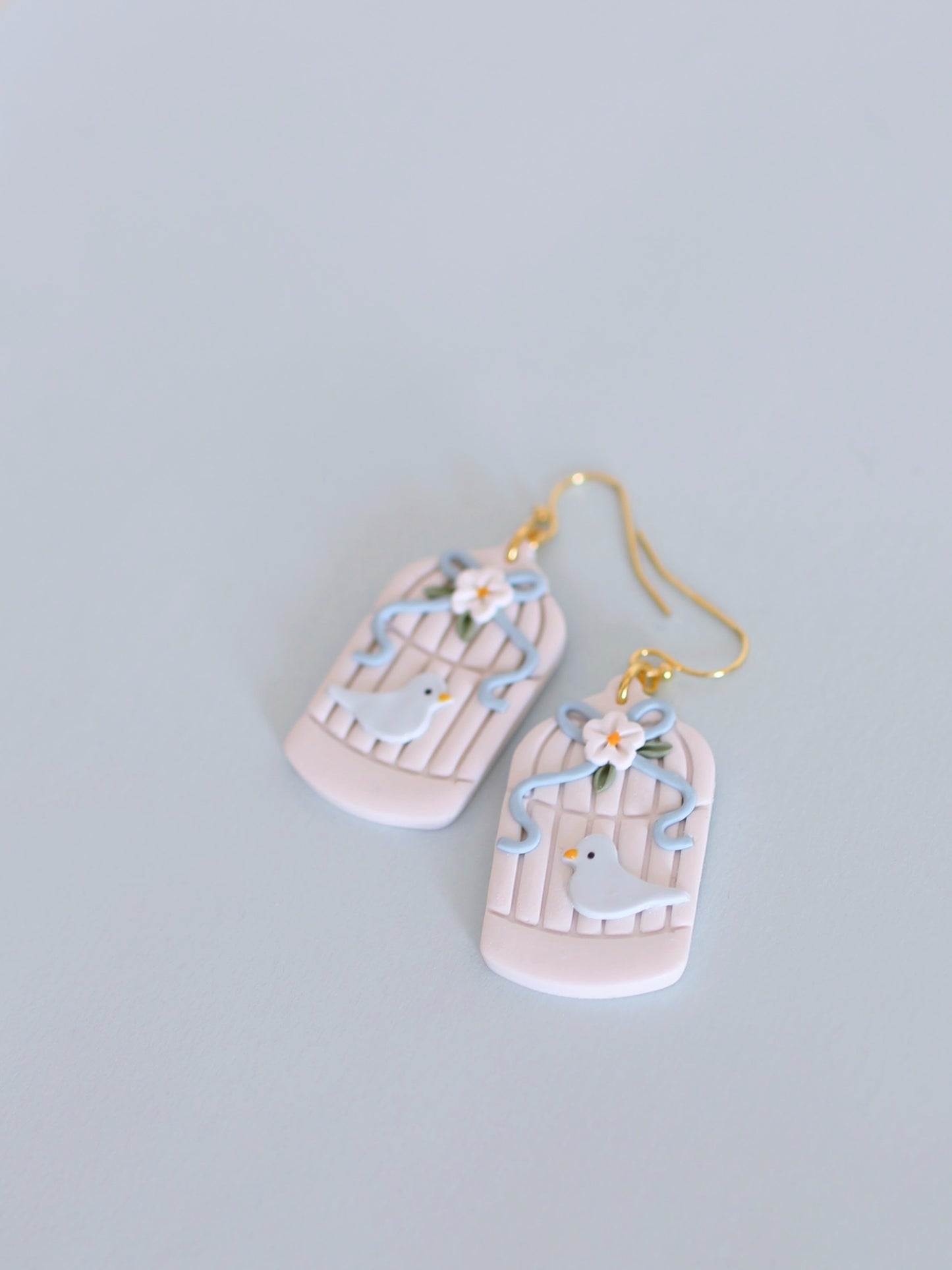 Petals & Perches (Blue) - Statement Bird Earrings