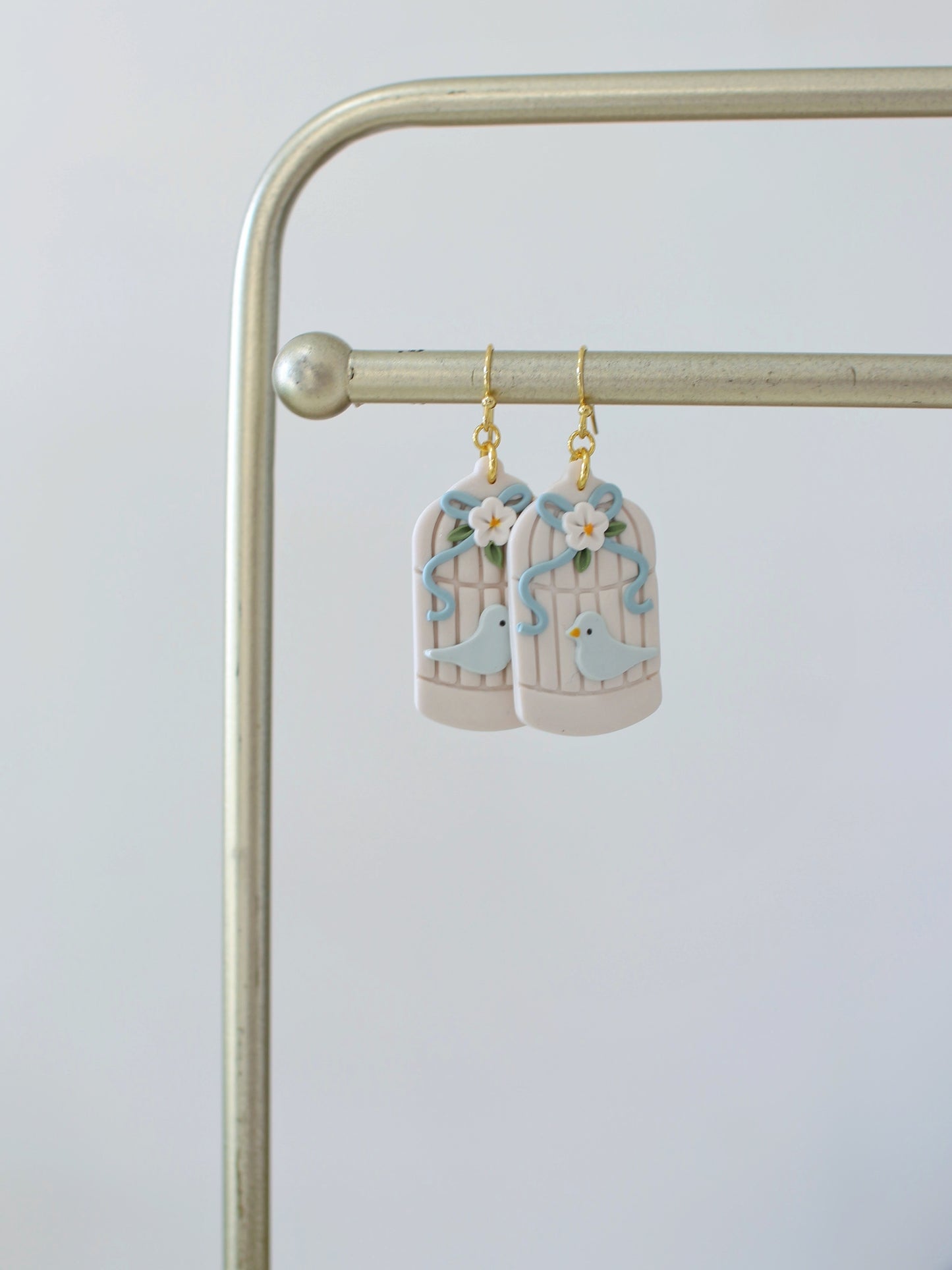Petals & Perches (Blue) - Statement Bird Earrings