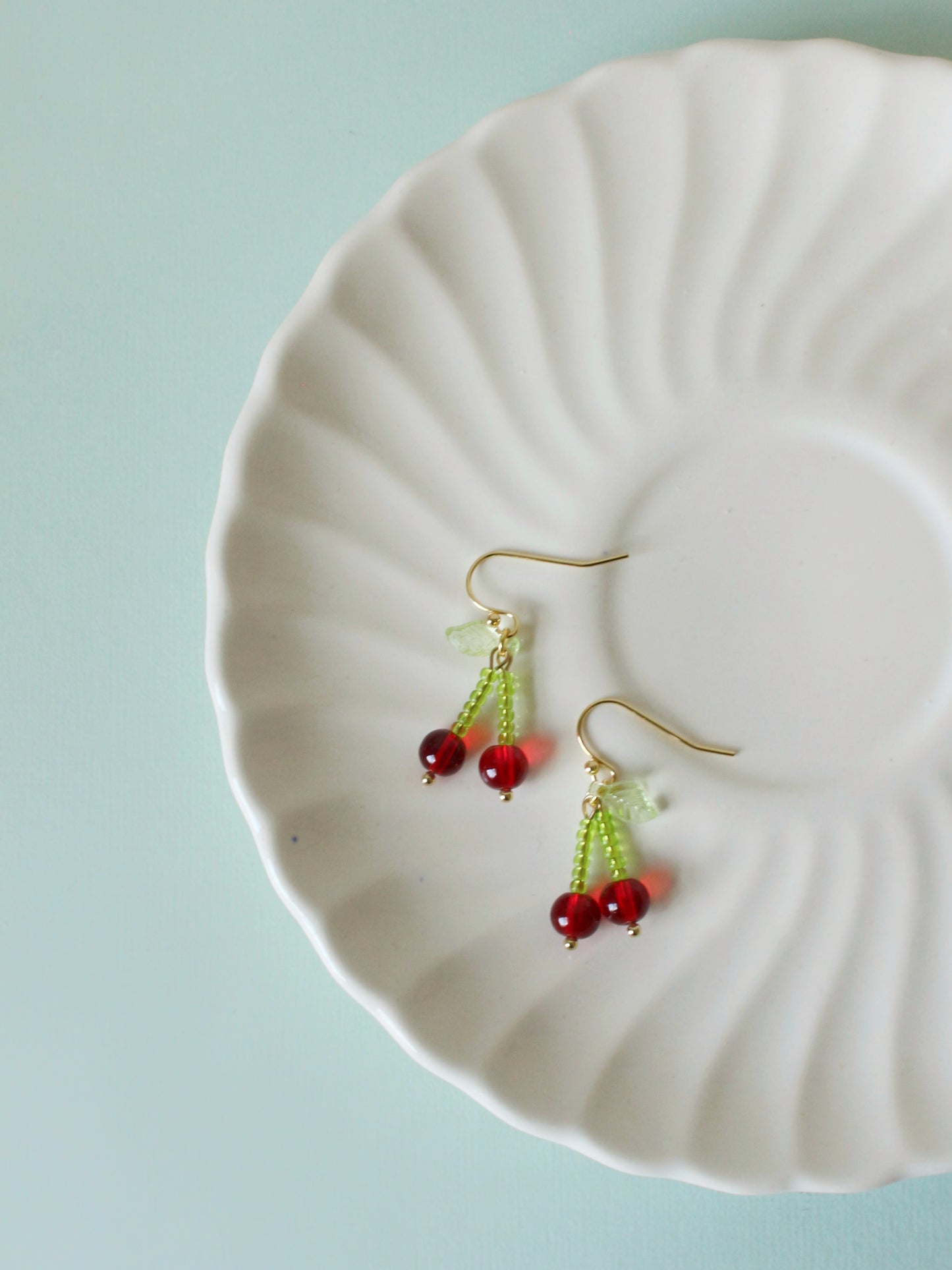 Dainty Cherries - Beaded Earrings