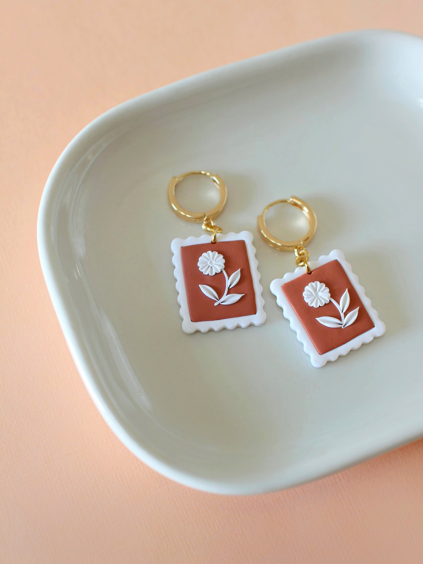 Dried Aster - Stamp Earrings