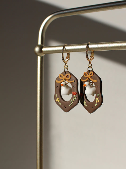 Fall Coquette Ducks - Statement Duck Earrings