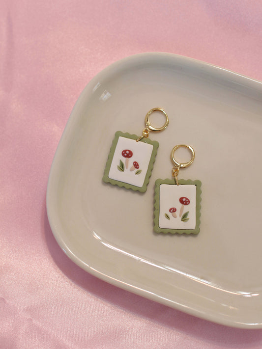 Toadstool Postage - Stamp Earrings