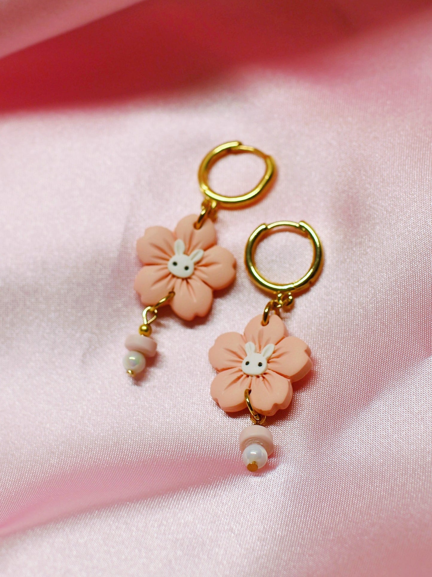 Bunny Blossoms - Kawaii Droplet Earrings