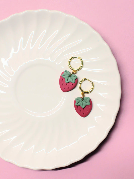 Strawberry Cuties 2.0 - Huggie Earrings