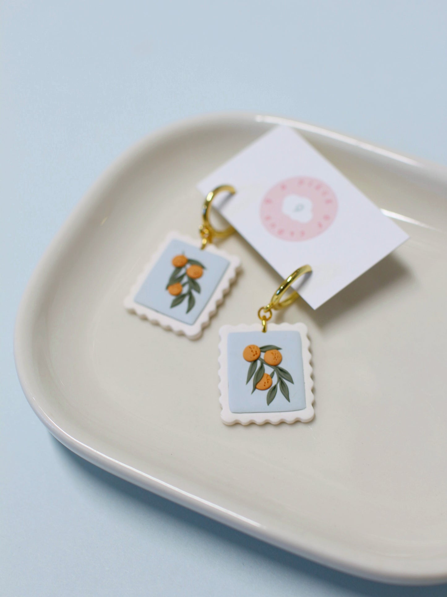 Orange Branches - Stamp Earrings