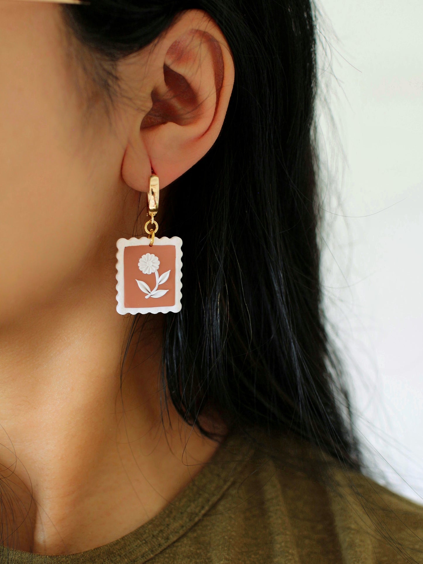 Dried Aster - Stamp Earrings