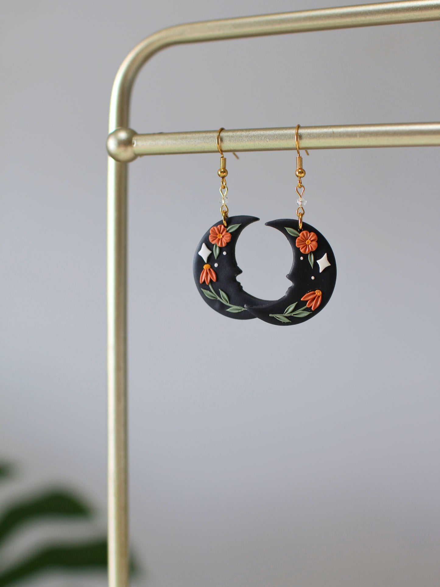 Scarlett - Floral Crescent Moon Earrings