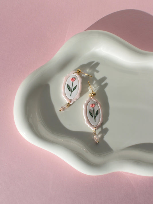 Pretty in Pink - Floral Earrings