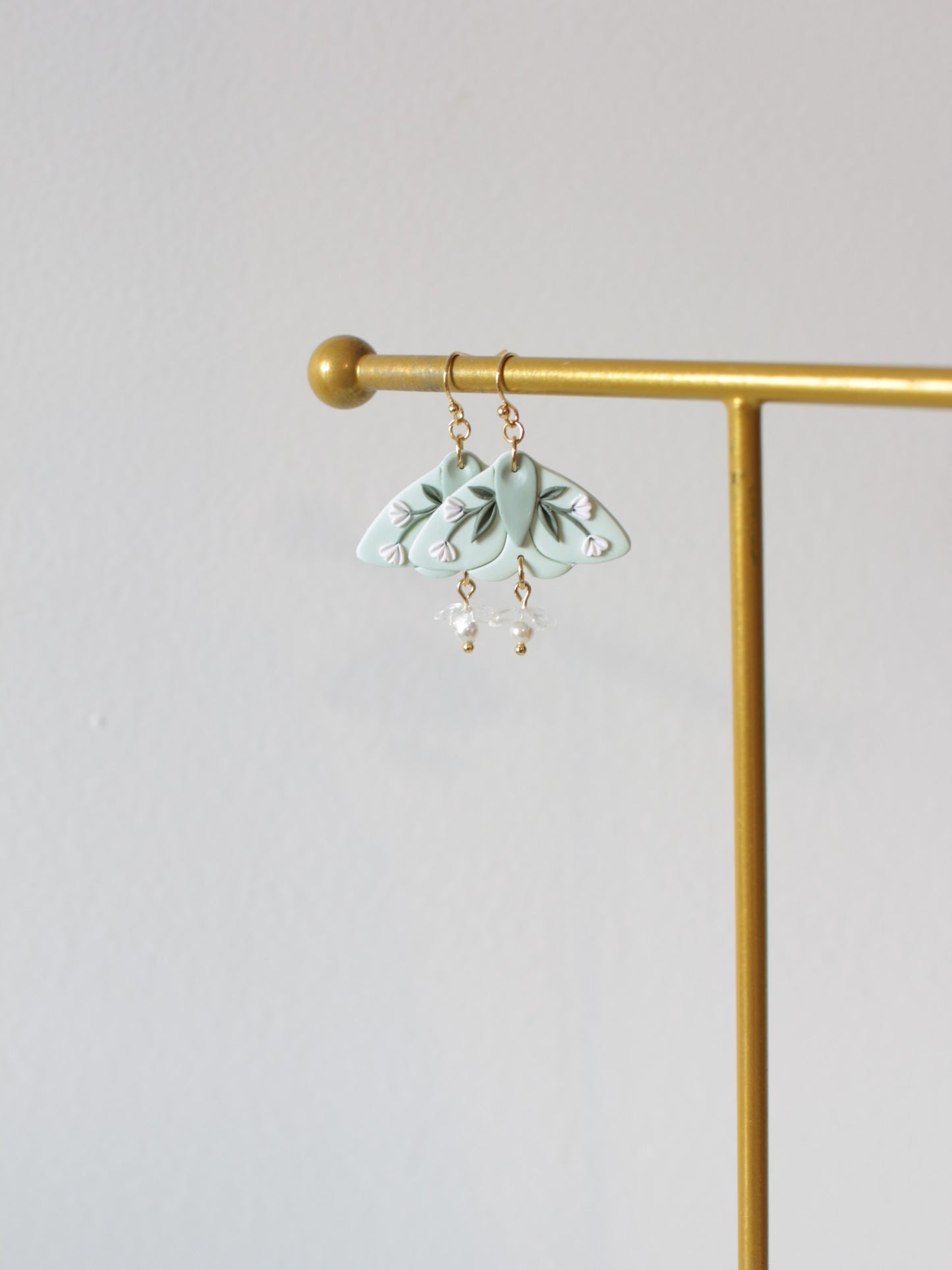 Mint Meadow Wings - Statement Moth Earrings