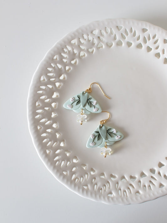 Mint Meadow Wings - Statement Moth Earrings