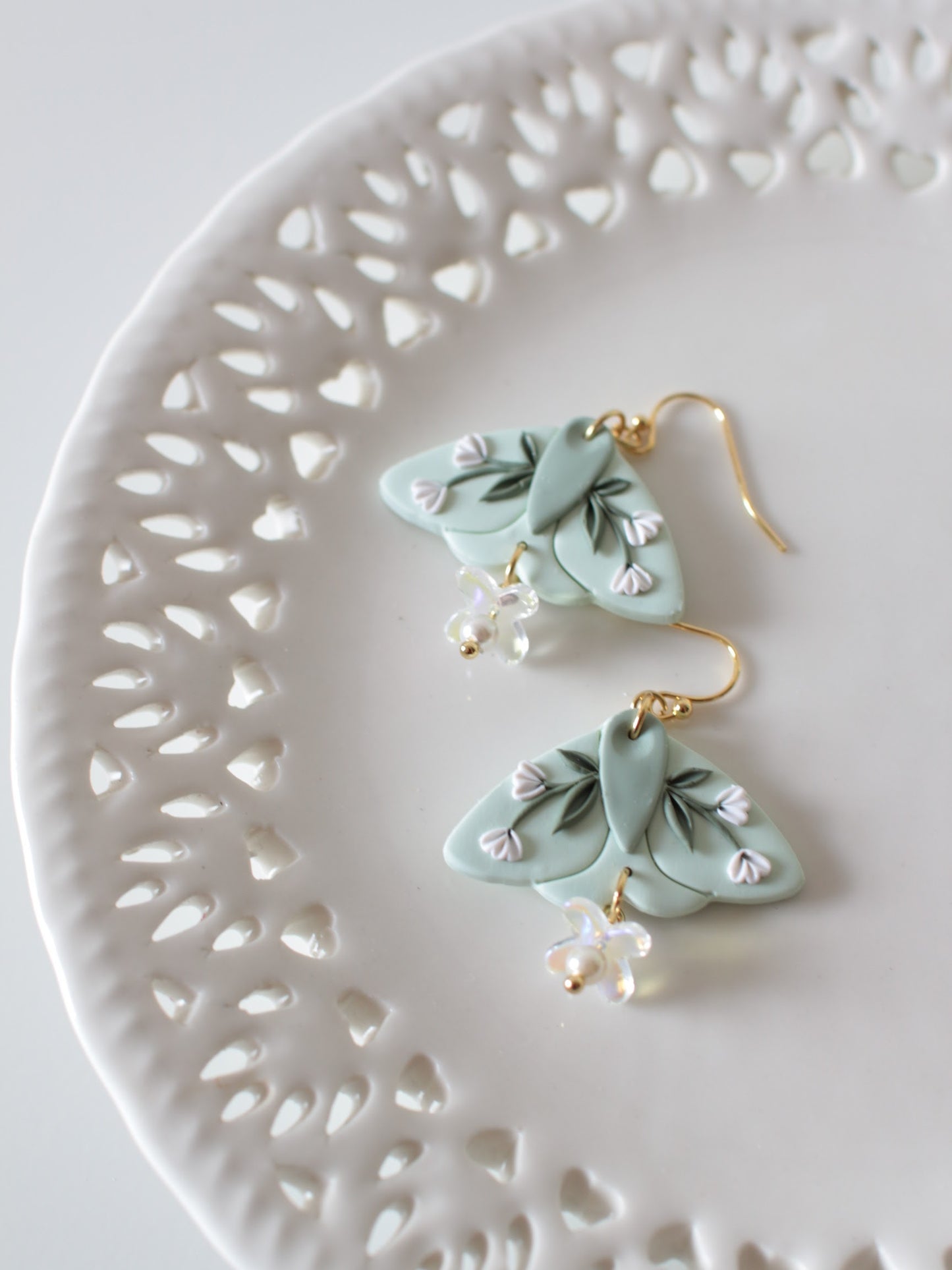 Mint Meadow Wings - Statement Moth Earrings