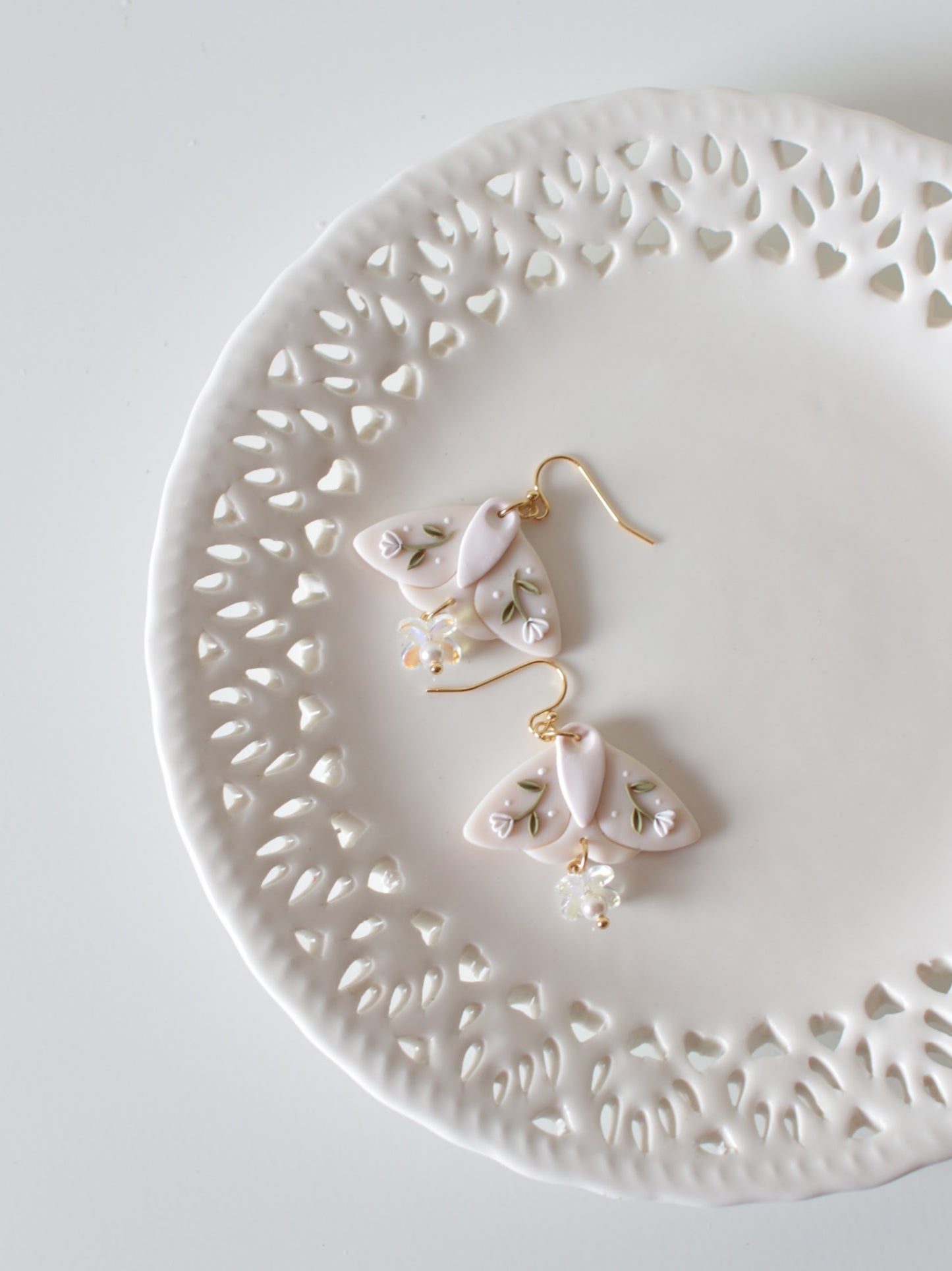 Ivory Meadow Wings - Statement Moth Earrings