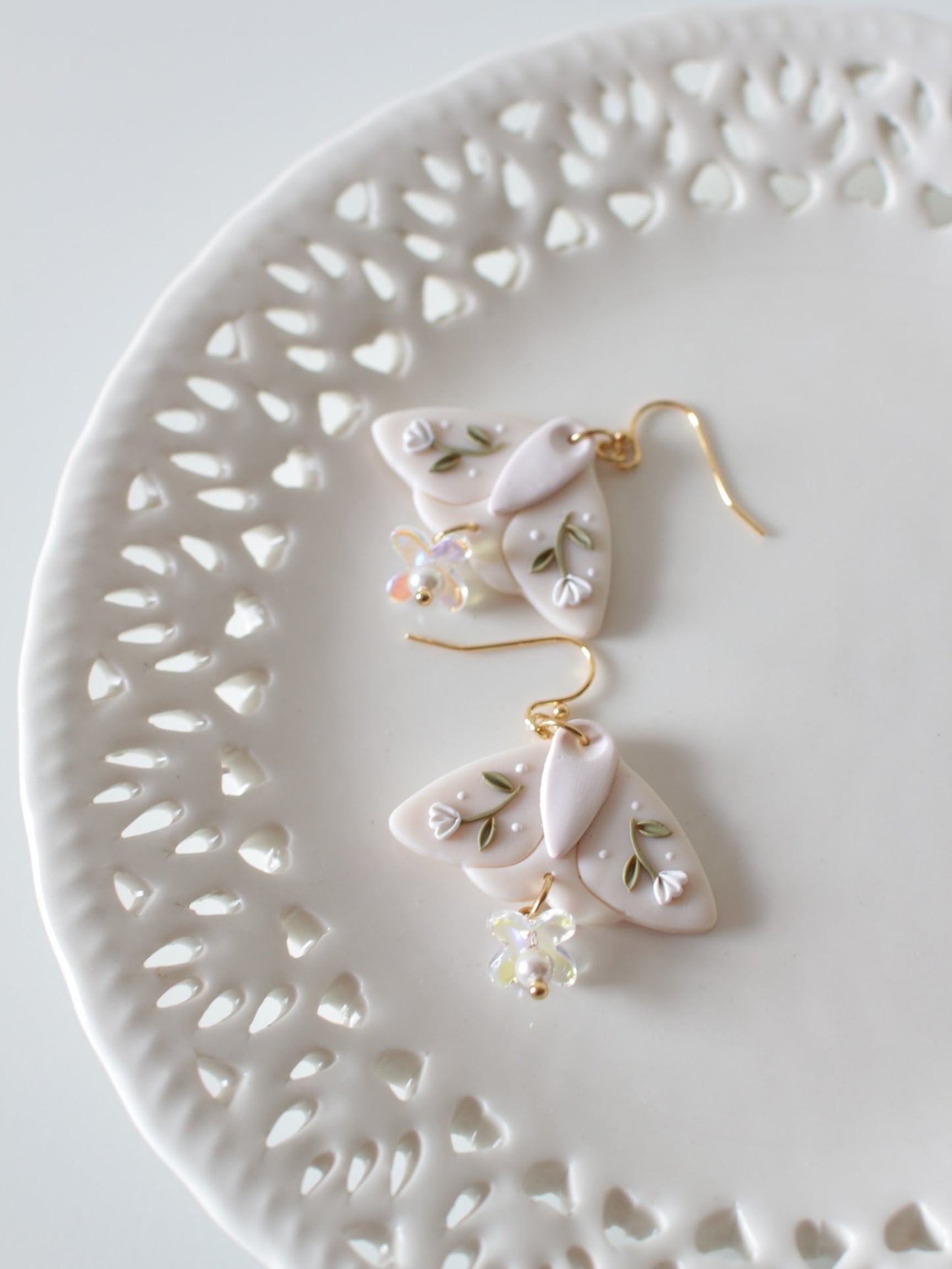 Ivory Meadow Wings - Statement Moth Earrings