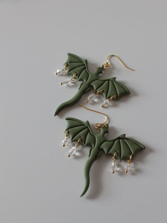 Velvet Scales in Moss - Dragon Earrings