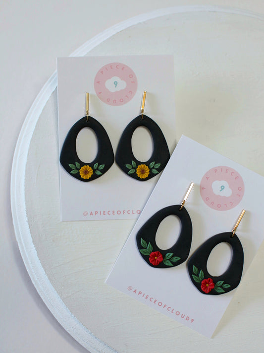 Flora Hoops - Minimal Folk Art Inspired Earrings