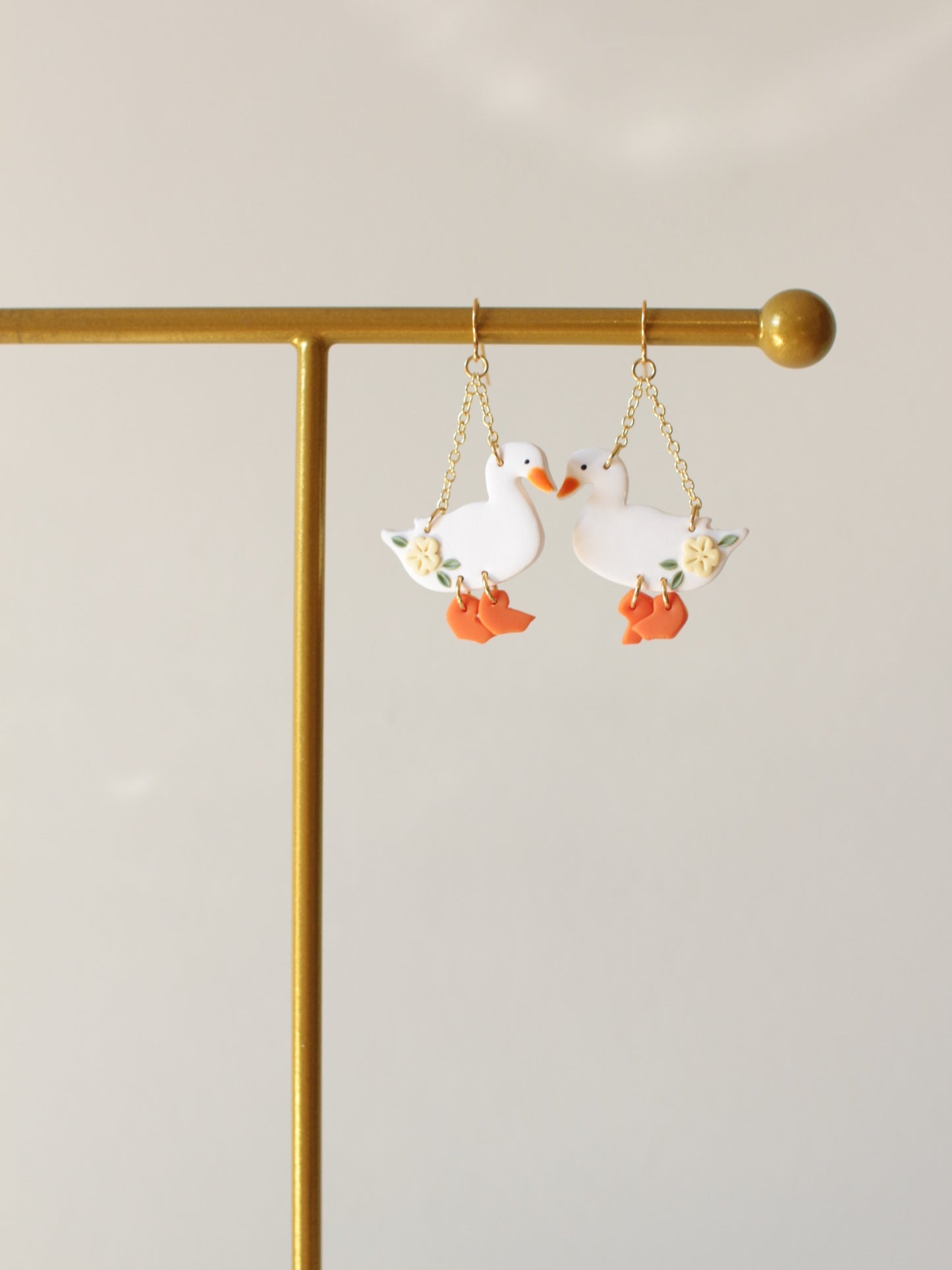 Yellow Petal Puddles - Spring Duck Earrings