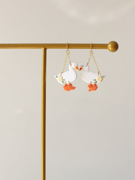 Yellow Petal Puddles - Spring Duck Earrings