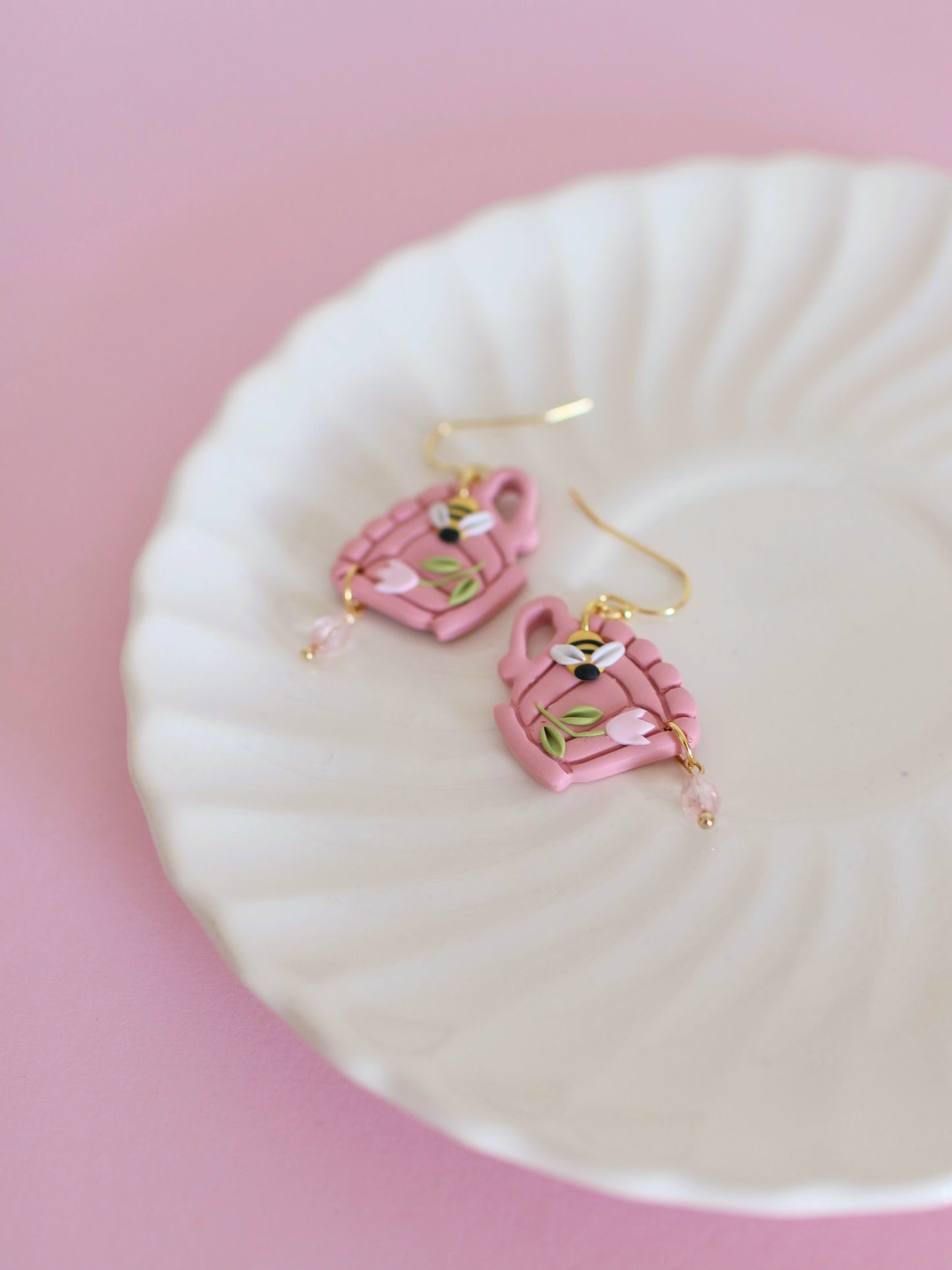 The Bee's Teacup - Spring Teacup Earrings