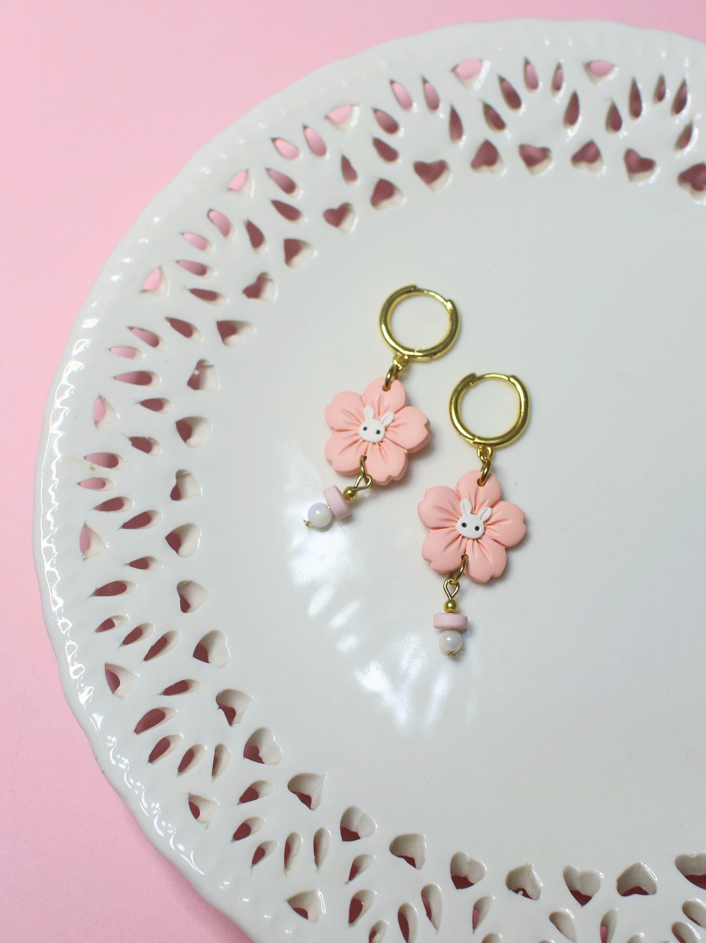 Bunny Blossoms - Kawaii Droplet Earrings