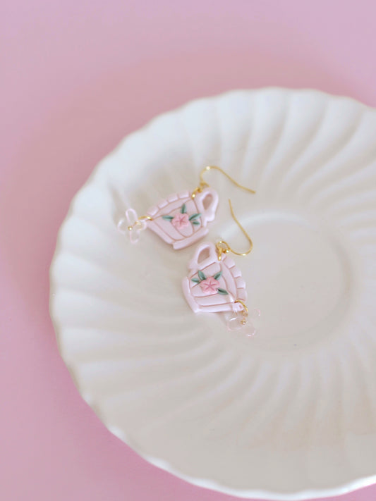 Cherry Blossom Chai - Spring Teacup Earrings