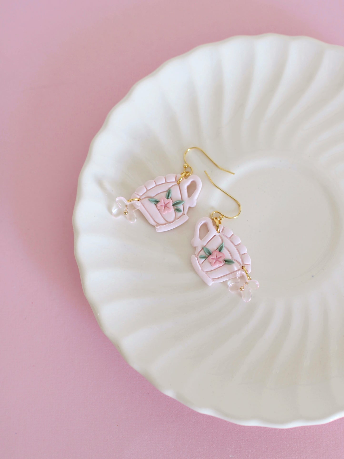 Cherry Blossom Chai - Spring Teacup Earrings
