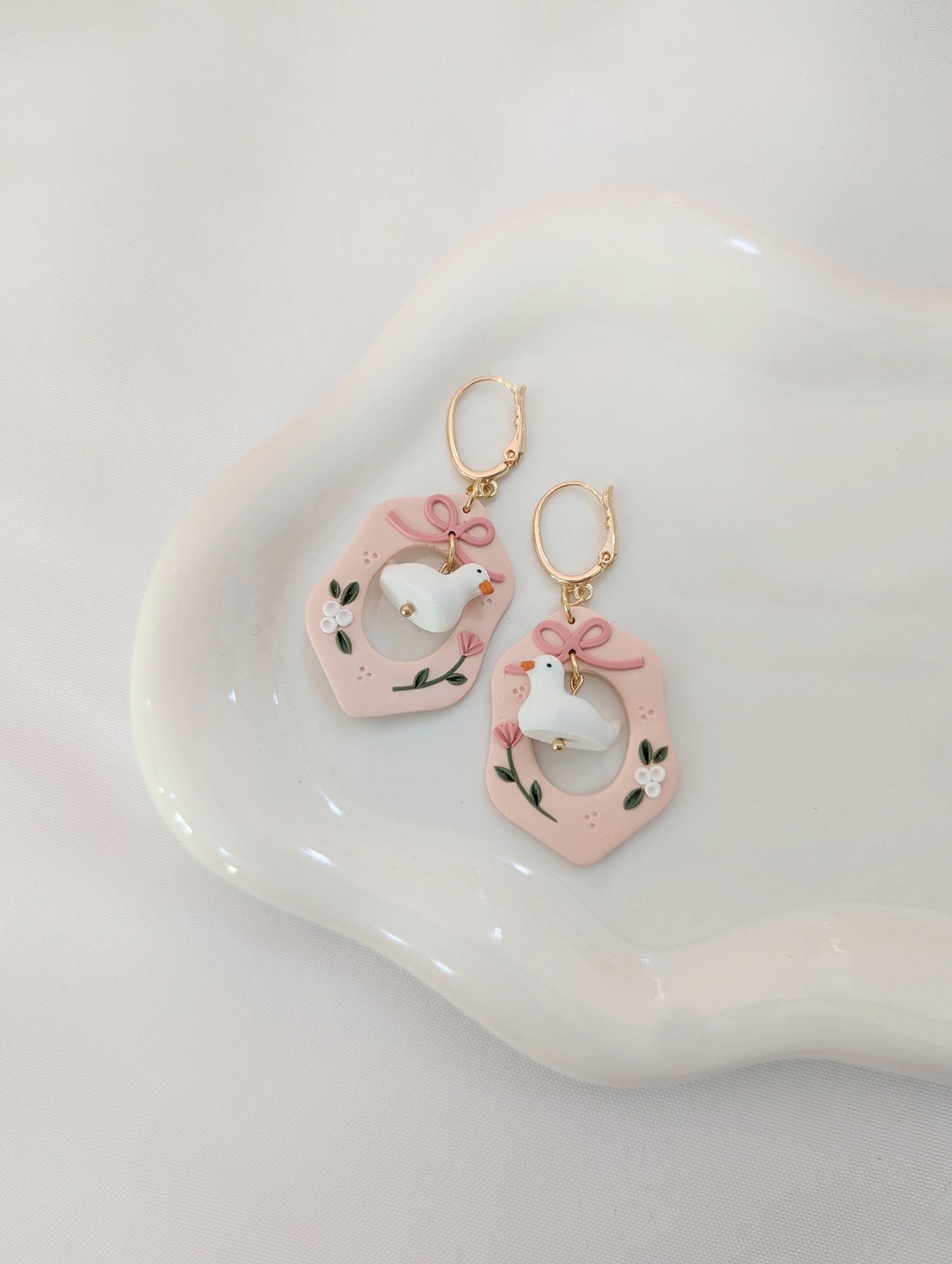Pink Coquette Ducks - Statement Duck Earrings