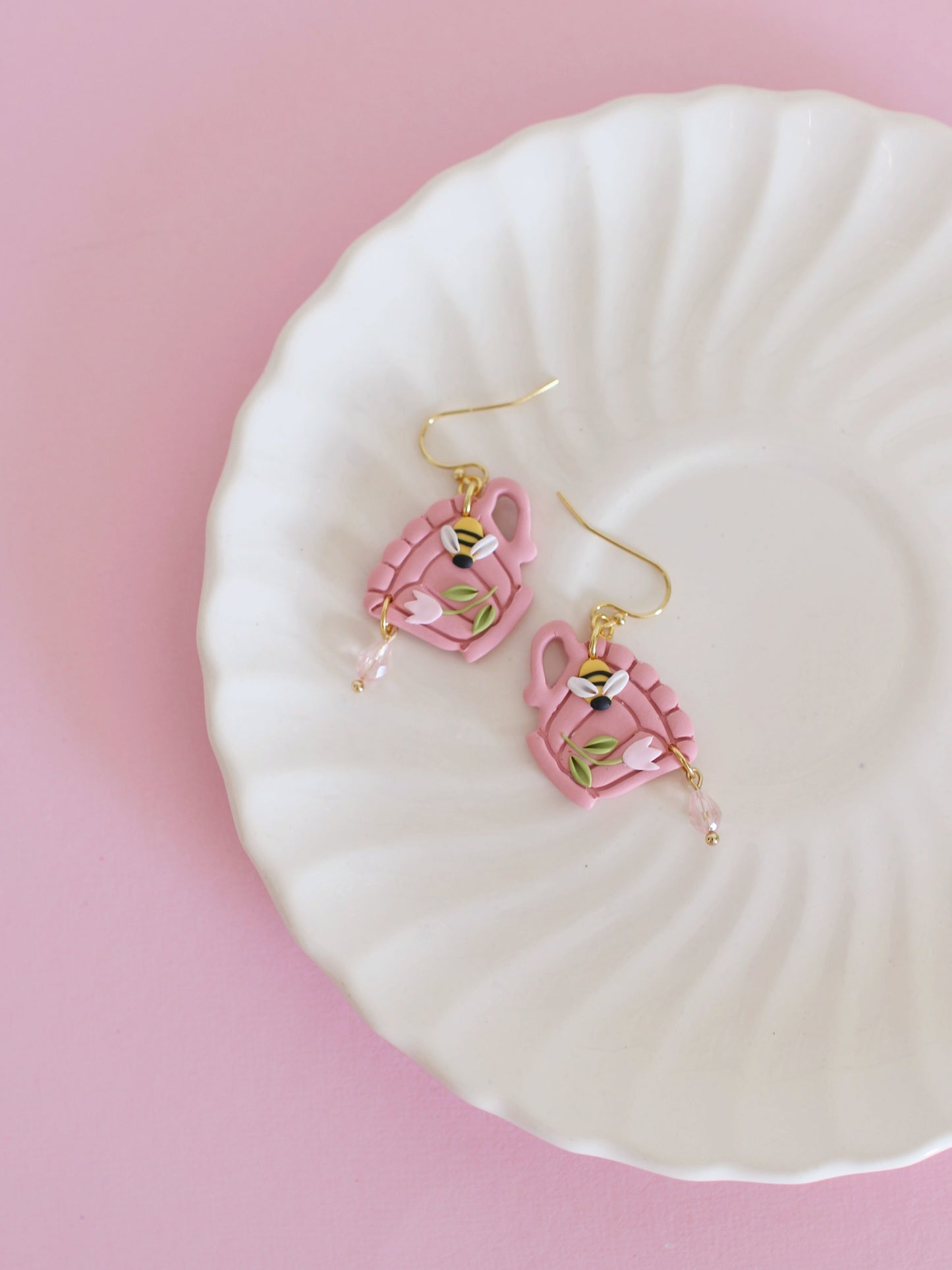 The Bee's Teacup - Spring Teacup Earrings