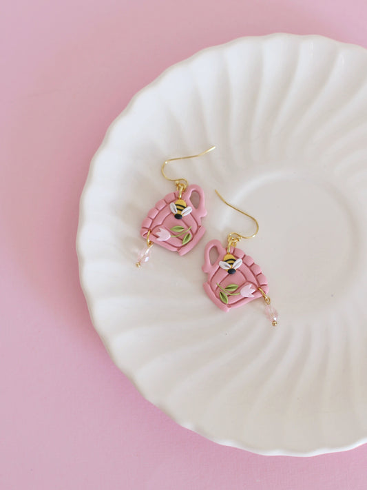 The Bee's Teacup - Spring Teacup Earrings